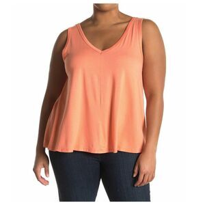 LUSH Women's Plus Size 3X Double V-Neck Tank‎ Top Fusion Coral